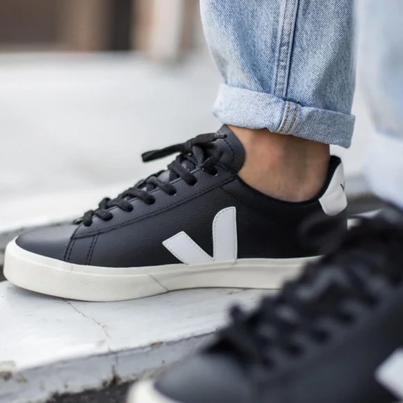 VEJA CAMPO CHROMEFREE LEATHER BLACK WHITE new with box Veja Campo Chromefree Leather 7 Black White Women Casual  main image 2